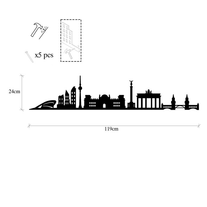 Wallity Berlin Skyline Escultura de pared Wallity Berlin Skyline Escultura de pared